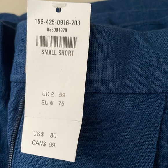 NWT ABERCROMBIE & FITCH LINEN TAILORED WIDE LEG PANT TRUE NAVY BLUE SMALL SHORT - Picture 4 of 5